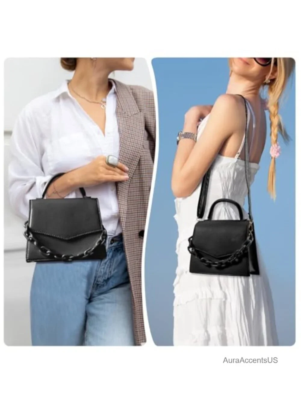 Trendy Small Satchel Crossbody Bag with Detachable Chain